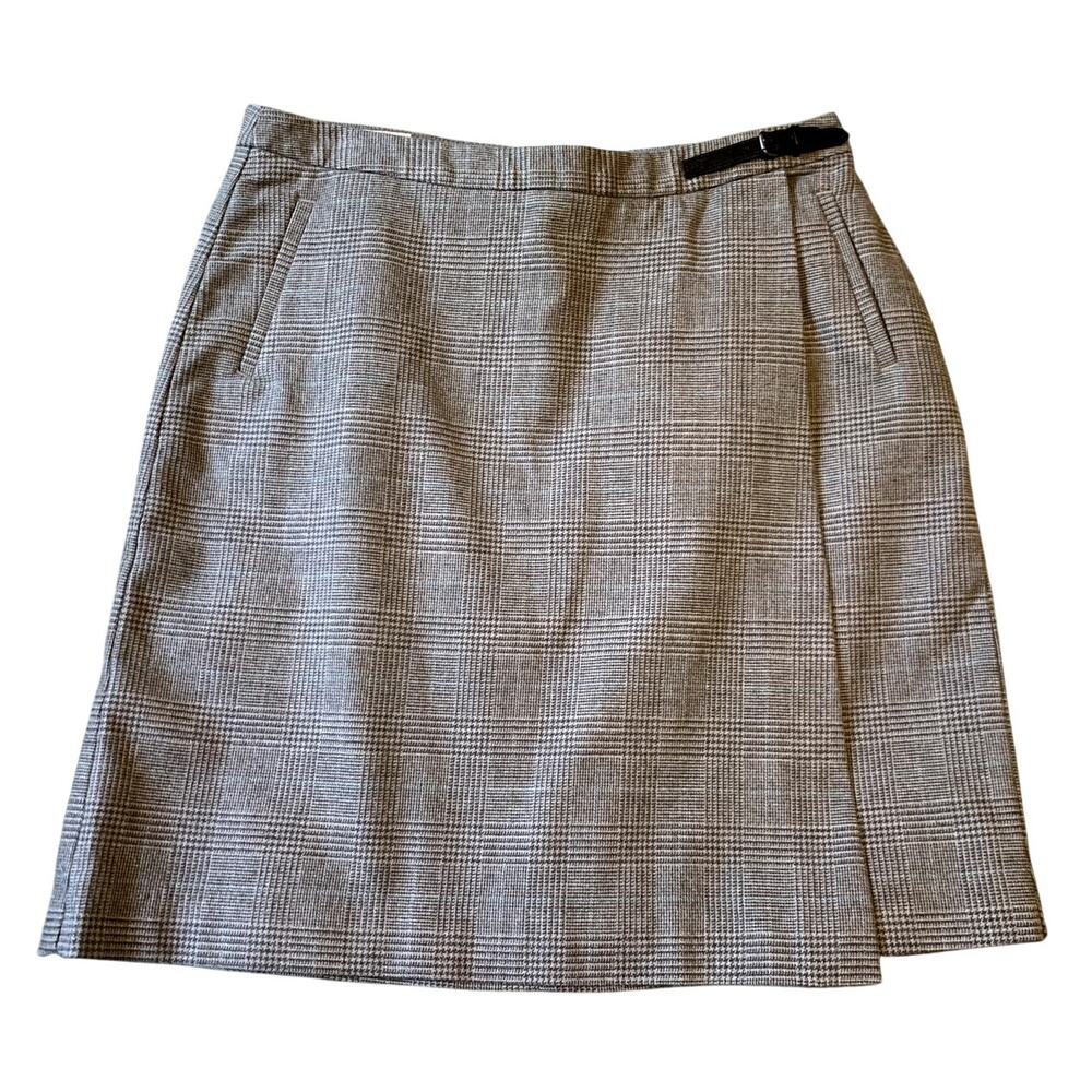 LL Bean Shirt Women Sz 12 Gray Herringbone Wrap Lined Weekend Cotton